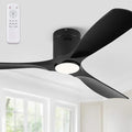 52" Ceiling Fans with Lights and Remote Control,Modern Flush Mount Ceiling Fan with 3 LED Colors,Outdoor Low Profile Ceiling