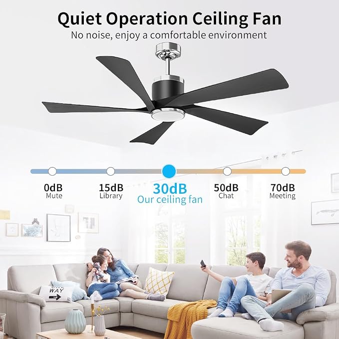 52'' Ceiling Fans with Lights, Modern Ceiling Fan with Remote Control, Indoor Outdoor Ceiling Fan for Living Room,Bedroom 5