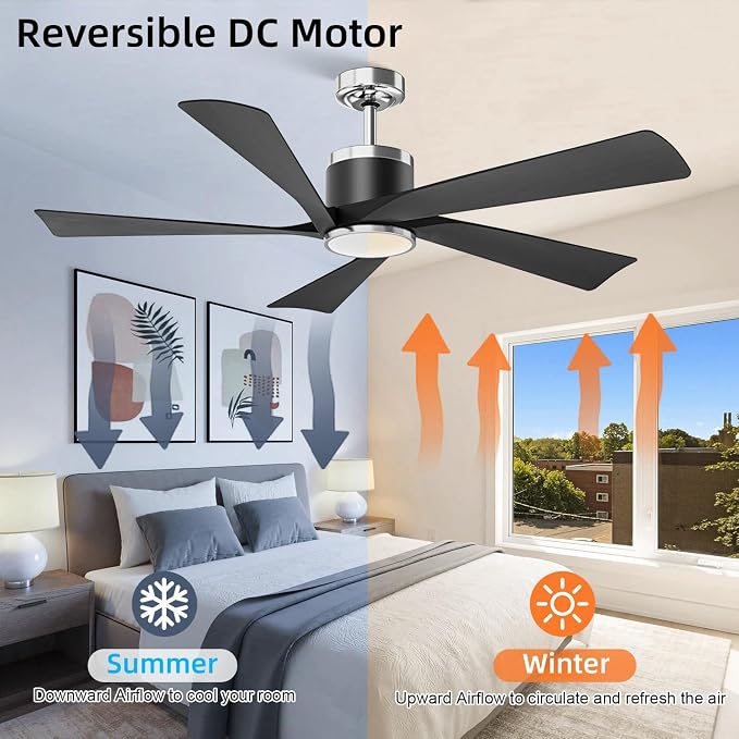 52'' Ceiling Fans with Lights, Modern Ceiling Fan with Remote Control, Indoor Outdoor Ceiling Fan for Living Room,Bedroom 5
