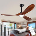 52” Ceiling Fans with Remote/Light/APP,Dimmer and Color, Wooden Ceiling Fan with 3 Wooden Blades for Patio, Living Room