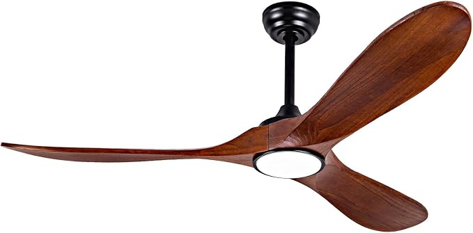 52” Ceiling Fans with Remote/Light/APP,Dimmer and Color, Wooden Ceiling Fan with 3 Wooden Blades for Patio, Living Room
