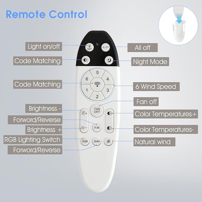 52" Ceiling Fans with RGB Lights, Low Profile Ceiling Fan with Remote/APP Control, Flush Mount, Double-Sided 6 Reversible