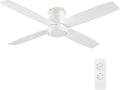 52" Flush Mount DC Ceiling Fan without Lights, 4 Reversible Blades, Ultra Quiet 6-Speed DC Motor, Hugger Low