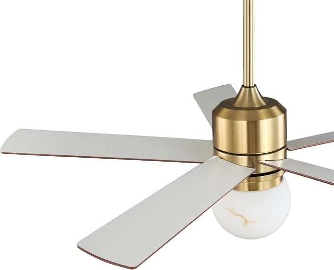 52" Gold Ceiling Fan with Light and Remote, Modern Brushed Gold Indoor Ceiling Fan, Reversible DC Motor, Dimmable LED 3 Color