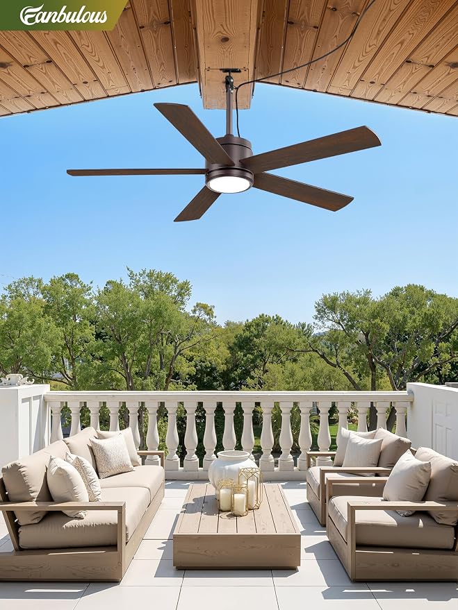 52 In Outdoor Ceiling Fan Hanging Fan Outdoor Ceiling Fans, Waterproof, with Light, Remote, 52 In, Wet Rated, IP65, 6 Speed
