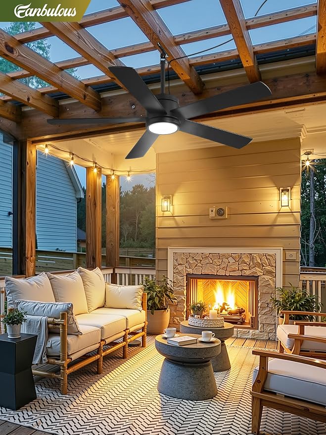 52 In Outdoor Ceiling Fan Hanging Fan Outdoor Ceiling Fans, Waterproof, with Light, Remote, 52 In, Wet Rated, IP65, 6 Speed