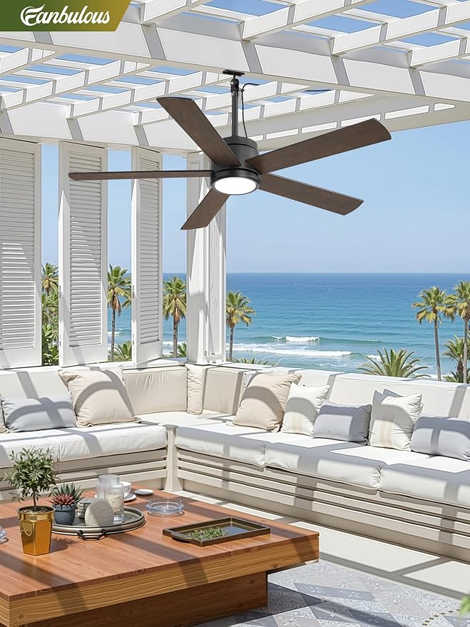52 In Outdoor Ceiling Fan Hanging Fan Outdoor Ceiling Fans, Waterproof, with Light, Remote, 52 In, Wet Rated, IP65, 6 Speed