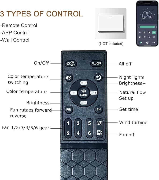 52 inch Black Ceiling Fans with Lights and Remote - Flush Mount Low Profile Ceiling Fan with Light, Reversible, 3CCT