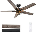 52 Inch Black Ceiling Fans with Lights and Remote, Reversible, 3CCT, Dimmable, Noiseless, Caged Ceiling Fan for Bedroom