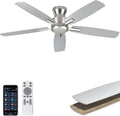 52 Inch Ceiling Fan No Light, Low Profile Ceiling Fan with Remote and App Control, Flush Mount Ceiling Fan without Light for