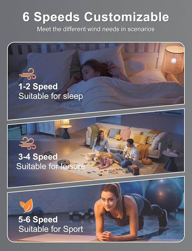 52 Inch Ceiling Fan No Light, Low Profile Ceiling Fan with Remote and App Control, Flush Mount Ceiling Fan without Light for