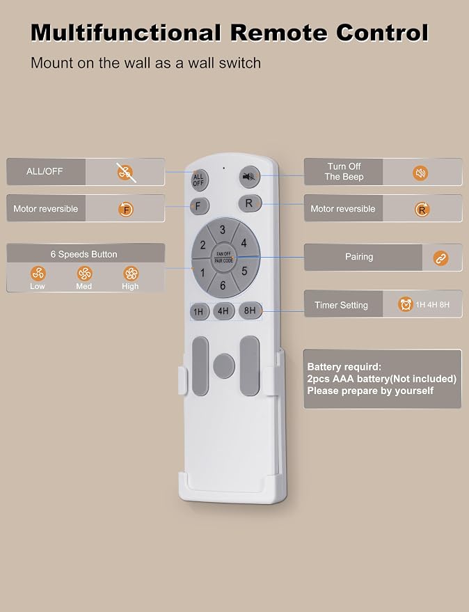 52 Inch Ceiling Fan No Light, Low Profile Ceiling Fan with Remote and App Control, Flush Mount Ceiling Fan without Light for