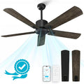 52 Inch Ceiling Fan No Light, Modern Black Ceiling Fan Without Light with Remote & APP, Quiet Reversible DC Motor, 6-Speeds