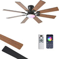52 inch Ceiling Fan with Light, 6 Speeds Reversible Low Profile Ceiling Fan with Light and Remote/APP Control, 3 Color