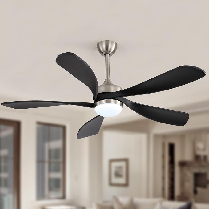 52 Inch Ceiling Fan with Light and Remote Control, 6-Speed Reversible Quiet DC Motor, 3 Color Temperatures LED Light, 3 Timer