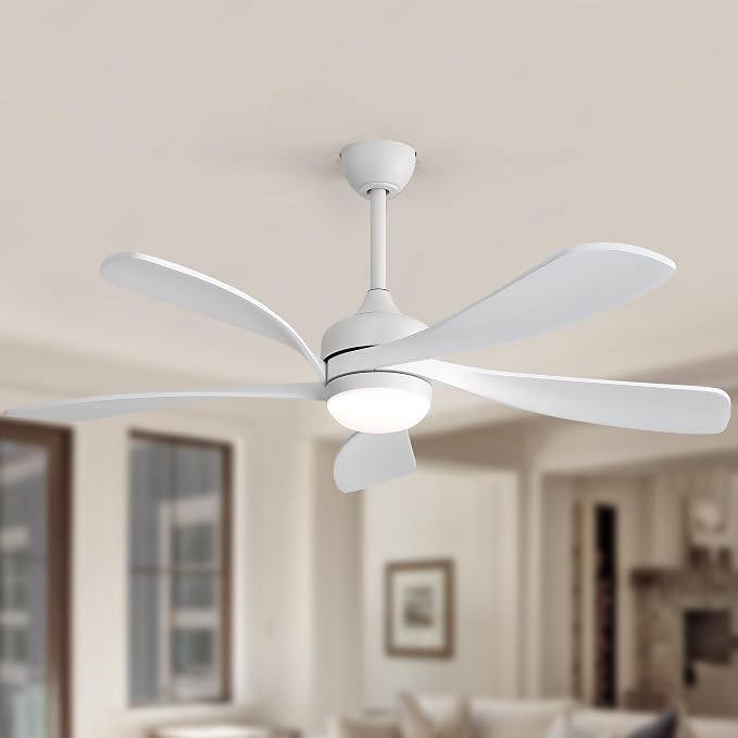 52 Inch Ceiling Fan with Light and Remote Control, 6-Speed Reversible Quiet DC Motor, 3 Color Temperatures LED