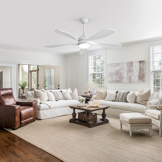 52 Inch Ceiling Fan with Light and Remote Control, 6-Speed Reversible Quiet DC Motor, 3 Color Temperatures LED, alternate