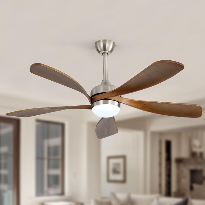 52 Inch Ceiling Fan with Light and Remote Control, 6-Speed Reversible Quiet DC Motor, 3 Color Temperatures LED