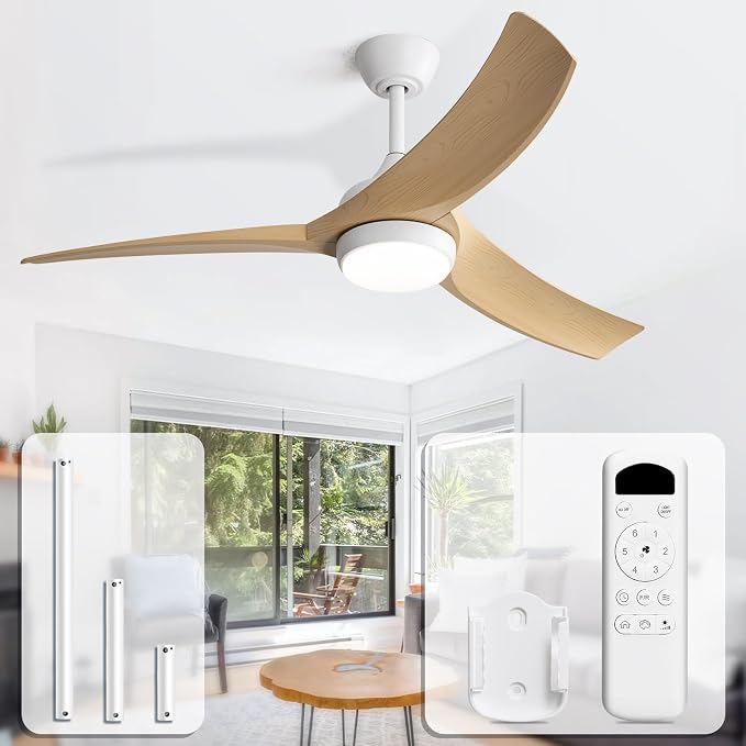 52 Inch Ceiling Fan with Light, Outdoor Modern Ceiling Fan with Lights Remote Control, Airflow 6000CFM 3 CCT Dimmable 3-Timer