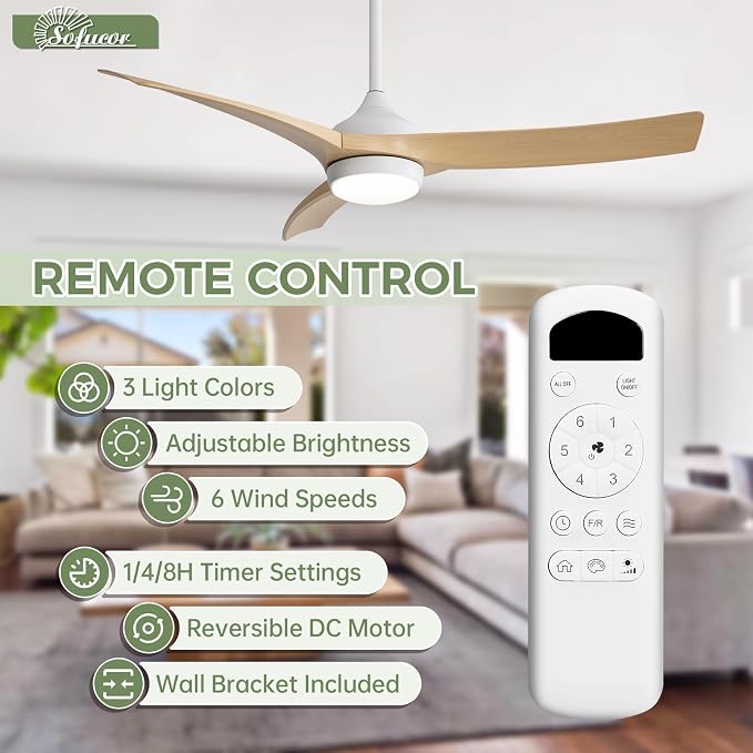 52 Inch Ceiling Fan with Light, Outdoor Modern Ceiling Fan with Lights Remote Control, Airflow 6000CFM 3 CCT Dimmable 3-Timer