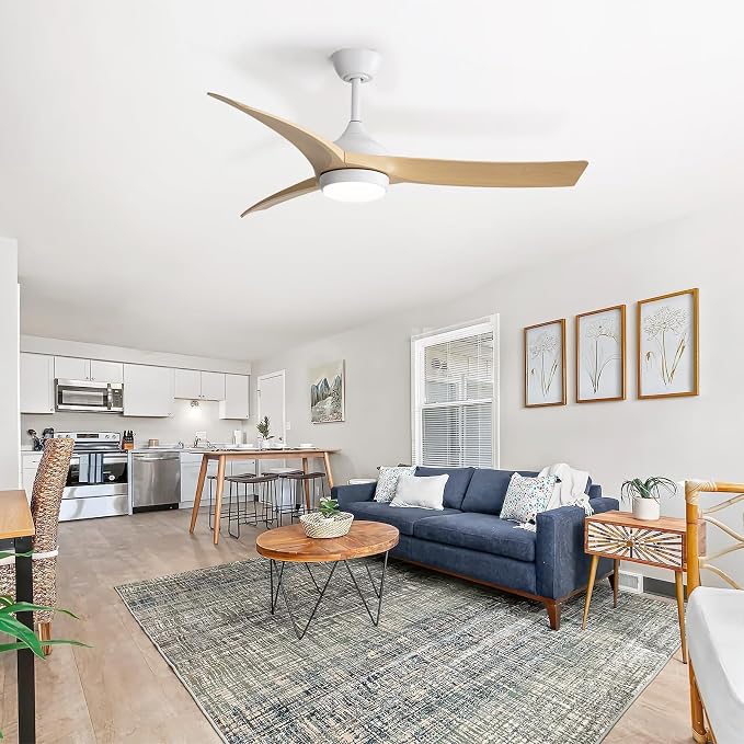 52 Inch Ceiling Fan with Light, Outdoor Modern Ceiling Fan with Lights Remote Control, Airflow 6000CFM 3 CCT Dimmable 3-Timer