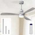 52 Inch Ceiling Fan with Lights and Remote Control-Modern Solid Wood Blade Ceiling Fan for Bedroom Living Room Indoor Outdoor