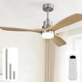 52 Inch Ceiling Fan with Lights and Remote Control-Modern Solid Wood Blade Ceiling Fan for Bedroom Living Room Indoor Outdoor