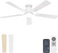 52 Inch Ceiling Fan with Lights Flush Mount, Low Profile Ceiling Fans with Lights, Remote&APP Control, Dimmable