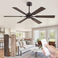 52 Inch Ceiling Fans No Light with Remote, Modern Ceiling Fan Without Light, Dual Finish 6 Blades, Reversible DC Motor, 6
