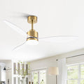 52 Inch Ceiling Fans with LED Light Remote Control, Modern Ceiling Fan with Reversible DC Motor, 3 Blades and 3 Color