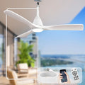 52-inch Ceiling Fans with Light: White Outdoor Ceiling Fans with Remote APP Control - LED Gazebo Fans Light Fixture - Plug in