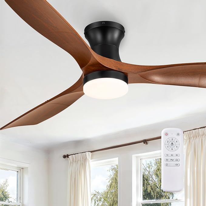 52 Inch Ceiling Fans with Lights and Remote, 3 Blades Flush Mount Low Profile Ceiling fan, Efficient 3475 CFM