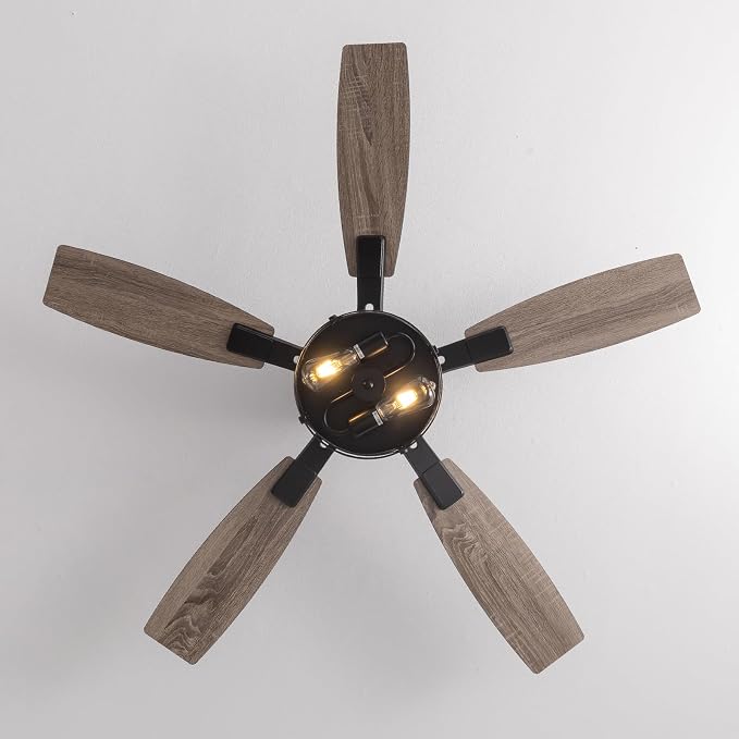 52 Inch Ceiling Fans with Lights and Remote & APP Control, Farmhouse Ceiling Fan with LED Lighting for Bedroom Living Room