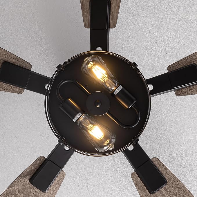 52 Inch Ceiling Fans with Lights and Remote & APP Control, Farmhouse Ceiling Fan with LED Lighting for Bedroom Living Room