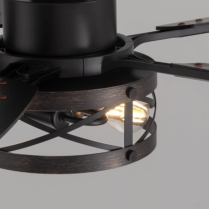 52 Inch Ceiling Fans with Lights and Remote & APP Control, Farmhouse Ceiling Fan with LED Lighting for Bedroom Living Room