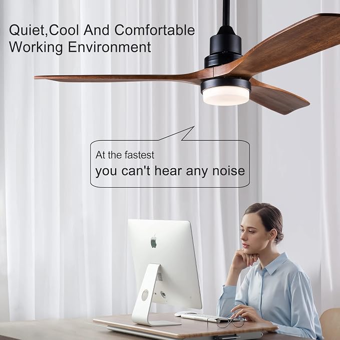 52 Inch Ceiling Fans with Lights and Remote Control, Outdoor Ceiling Fans for Patios; Black Ceiling Fan with Light for