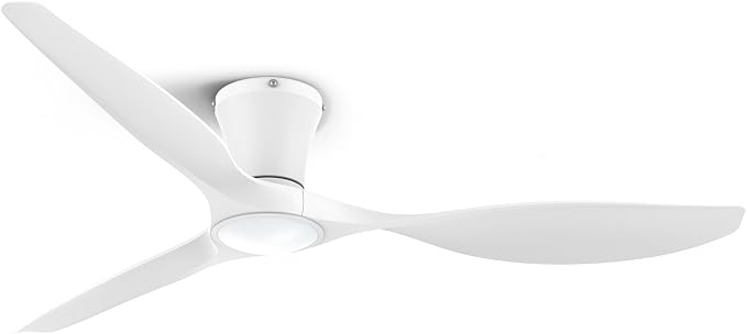 52 inch Ceiling Fans with Lights and Remote, Dimmable Ceiling Fans with Reversible Quiet DC Motor, Flush Mount, 3CCT, White