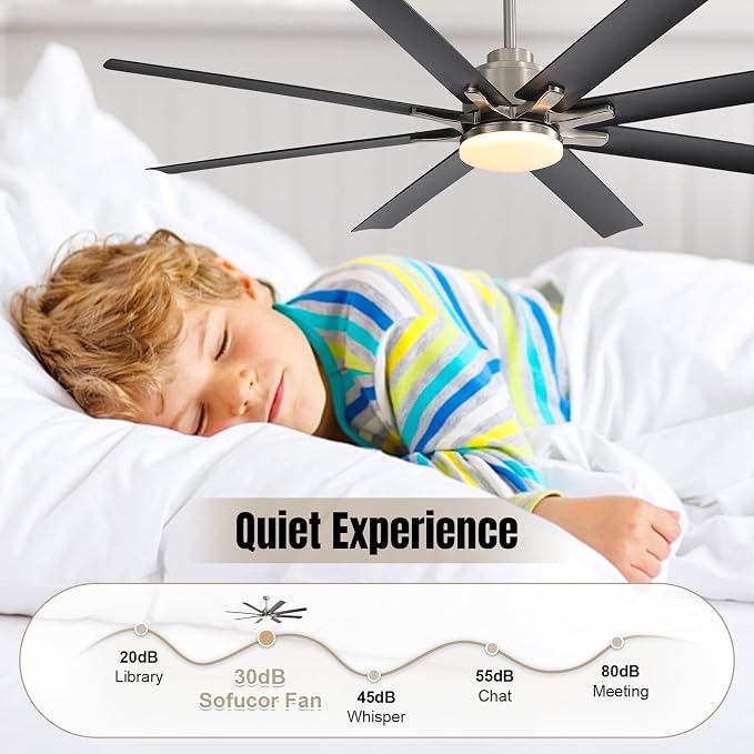 52 Inch Ceiling Fans with Lights and Remote, Modern Black Indoor/Outdoor Ceiling Fan with Quiet Reversible DC Motor, Dimmable