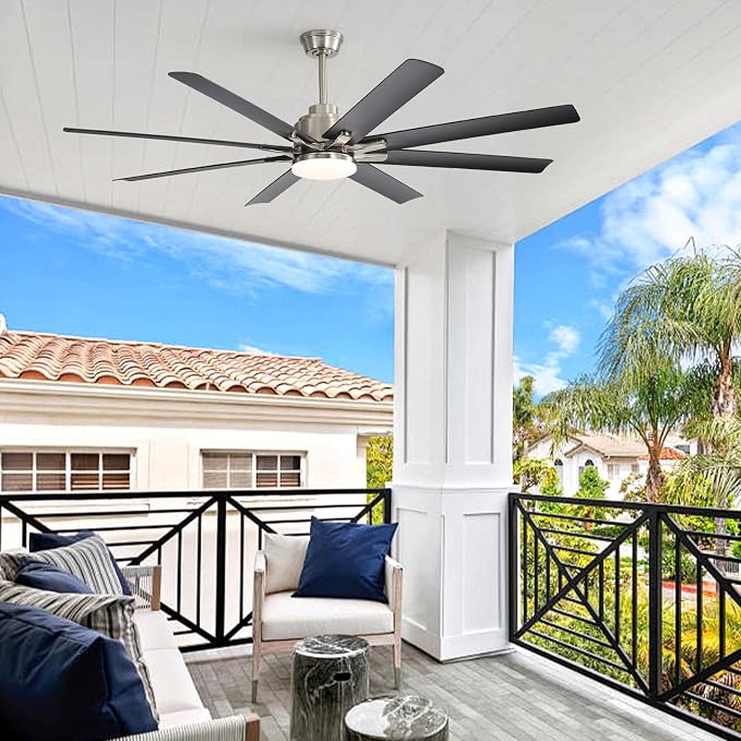 52 Inch Ceiling Fans with Lights and Remote, Modern Black Indoor/Outdoor Ceiling Fan with Quiet Reversible DC Motor, Dimmable