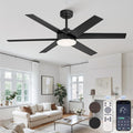 52 Inch Ceiling Fans with Lights and Remote, Reversible 6 Blades, Dimmable, 3000K-6000K Adjustable, Outdoor Ceiling Fans for