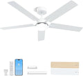 52 Inch Ceiling Fans with Lights, App&Remote Control, Low Profile Modern Ceiling Fan, 6 Speed, Reversible, 3000k-6500k