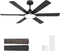 52 Inch Ceiling Fans with Lights: Black Ceiling Fan with Light and Remote for Bedroom Living Room Office - 3CCT Dimmable