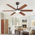 52 Inch Ceiling Fans with Lights, Indoor/Outdoor Modern Ceiling Fan with Reversible Blade And 2 Rods, Quiet DC Motor, 3CCT &