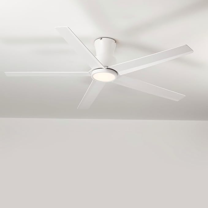 52 inch Ceiling Fans with Lights, Large Air Volume Ceiling Fans with Reversible Quiet DC Motor and Remote(White), product