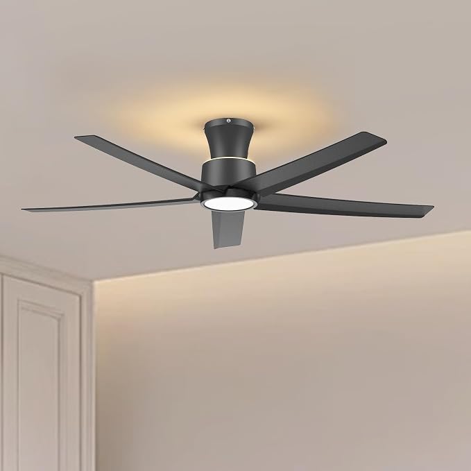 52 Inch Ceiling Fans with Lights, Large Air Volume Ceiling Fan with Backlight, Ultra Quiet Reversible DC Motor with