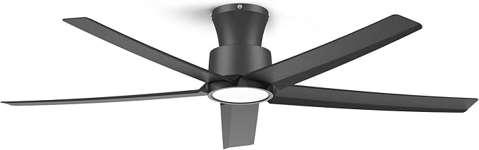 52 inch Ceiling Fans with Lights, Large Air Volume Ceiling Fans with Reversible Quiet DC Motor and Remote(Black)