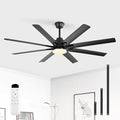 52 Inch Ceiling Fans with Lights, Modern Black Ceiling Fan with Lights and Remote, Reversible DC Motor, 3 CCT, ABS 8 Blades