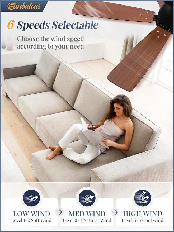 52 inch Ceiling Fans with Lights, Smart Flush Mount Ceiling Fan and Remote APP, Modern Low Profile, 3CCT 20W LED with