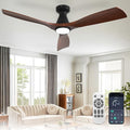 52-Inch Ceiling Fans with Lights: Walnut 3 Blade Flush Mount Low Profile Ceiling Fan for Bedroom, product image