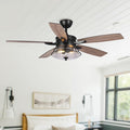 52 Inch Farmhouse Ceiling Fans with Lights and Remote Control - 3-Speed Reversible Motor, Retro Style Indoor/Outdoor Ceiling